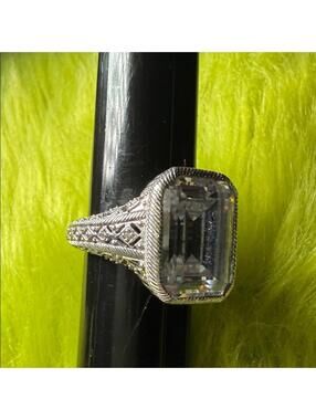 Judith Ripka Sterling Silver Emerald-Cut Clear CZ Statement Ring